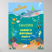Glimlachende haai onder het zee boy Verjaardagsfee Poster (Voorkant)