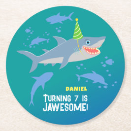 Glimlachende haai onder het zee boy Verjaardagsfee Ronde Kartonnen Onderzetter