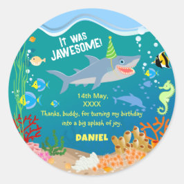 Glimlachende haai onder het zee boy Verjaardagsfee Ronde Sticker