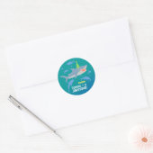 Glimlachende haai onder het zee boy Verjaardagsfee Ronde Sticker (Envelop)