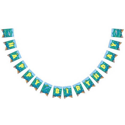 Glimlachende haai onder het zee boy Verjaardagsfee Vlaggetjes (Alle)