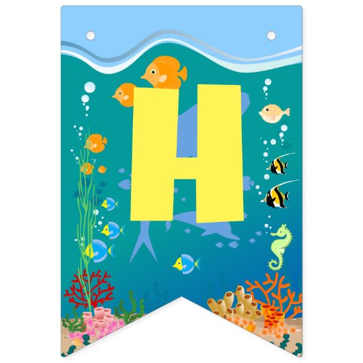 Glimlachende haai onder het zee boy Verjaardagsfee Vlaggetjes (Tweede vlag)