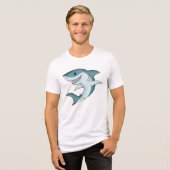 Glimlachende Haai Tri-Blend Shirt (Voorkant volledig)