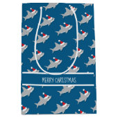 Glimlachende Haaien in Santa Hats Gift Bag Medium Cadeauzakje (Voorkant)