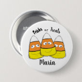 Glimlachende Halloween Mais Snoep Knop Ronde Button 7,6 Cm (Voorkant /achterkant)