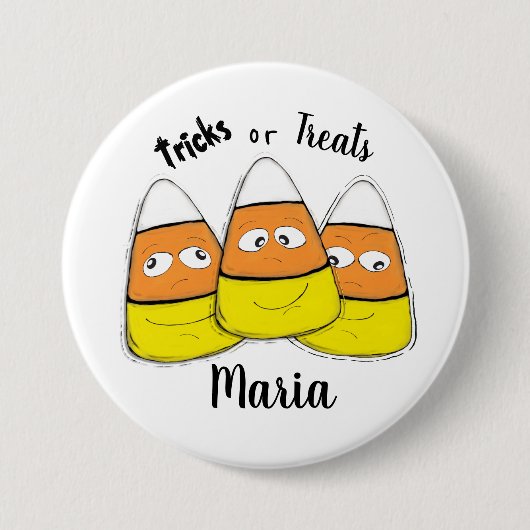 Glimlachende Halloween Mais Snoep Knop Ronde Button 7,6 Cm (Voorkant)