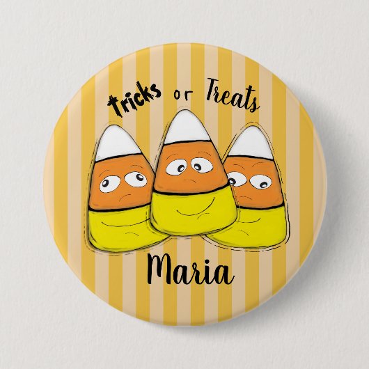 Glimlachende Halloween Mais Snoep Knop Ronde Button 7,6 Cm (Voorkant)