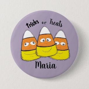 Glimlachende Halloween Mais Snoep Knop Ronde Button 7,6 Cm