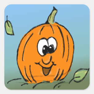 Glimlachende Halloween pompoenvriendelijke Jack-O- Vierkante Sticker