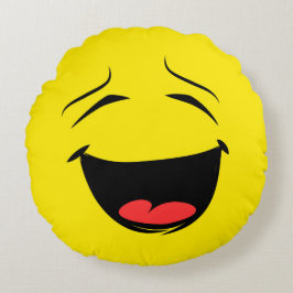 Glimlachende Happy Face Emoji Rond Kussen