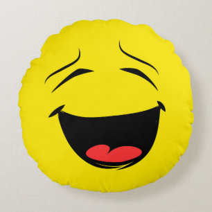 Glimlachende Happy Face Emoji Rond Kussen