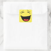 Glimlachende Happy Face Emoji Vierkante Sticker (Tas)