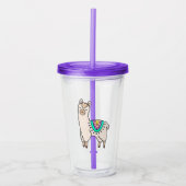 Glimlachende Happy Llama Alpaca cartoon Animal Dra Acryl Drinkbeker (Voorkant)