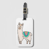 Glimlachende Happy Llama Alpaca cartoon Animal Dra Bagagelabel (Voorkant (verticaal))