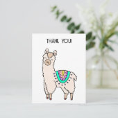 Glimlachende Happy Llama Alpaca cartoon Animal Dra Bedankkaart (Staand voorkant)