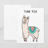 Glimlachende Happy Llama Alpaca cartoon Animal Dra Bedankkaart (Voorkant / Achterkant)