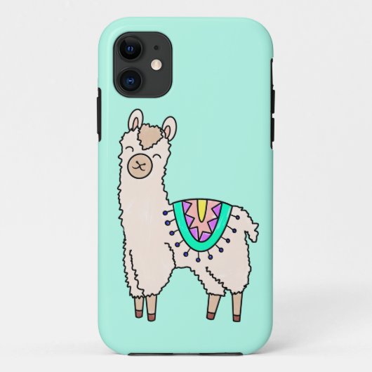 Glimlachende Happy Llama Alpaca cartoon Animal Dra Case-Mate iPhone Case (Achterkant)