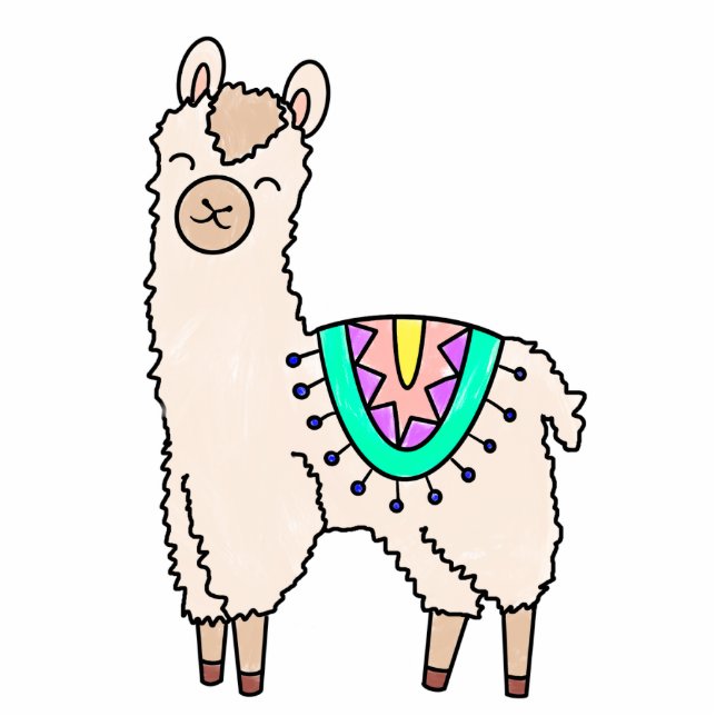 Glimlachende Happy Llama Alpaca cartoon Animal Dra Fotobeeldje Magneet (Voorkant)