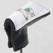 Glimlachende Happy Llama Alpaca cartoon Animal Dra Golfheadcover (3/4 voorkant)