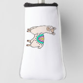 Glimlachende Happy Llama Alpaca cartoon Animal Dra Golfheadcover (Draai 90)