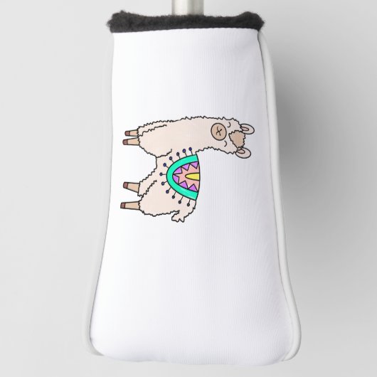 Glimlachende Happy Llama Alpaca cartoon Animal Dra Golfheadcover (Draai 90)