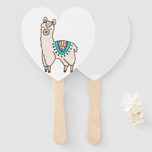 Glimlachende Happy Llama Alpaca cartoon Animal Dra Handwaaier (Voorkant en achterkant)