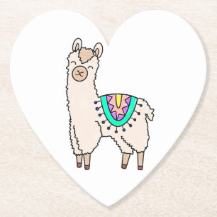 Glimlachende Happy Llama Alpaca cartoon Animal Dra Kartonnen Onderzetters