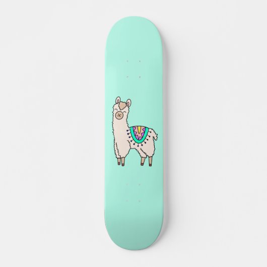 Glimlachende Happy Llama Alpaca cartoon Animal Dra Persoonlijk Skateboard (Voorkant)