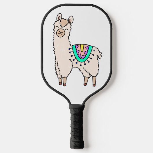 Glimlachende Happy Llama Alpaca cartoon Animal Dra Pickleball Paddle (Voorkant)