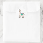 Glimlachende Happy Llama Alpaca cartoon Animal Dra Ronde Sticker (Tas)