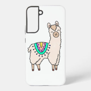 Glimlachende Happy Llama Alpaca cartoon Animal Dra Samsung Galaxy Hoesje