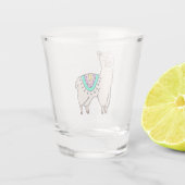 Glimlachende Happy Llama Alpaca cartoon Animal Dra Shot Glas (Achterkant)