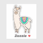 Glimlachende Happy Llama Alpaca cartoon Animal Dra Sticker (Vel)
