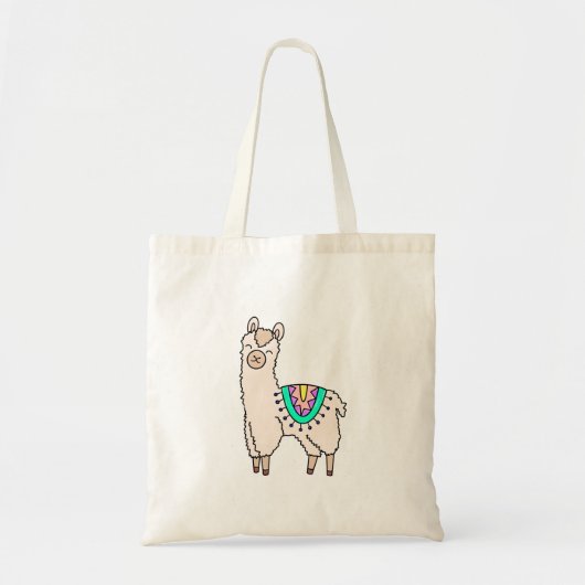 Glimlachende Happy Llama Alpaca cartoon Animal Dra Tote Bag (Voorkant)