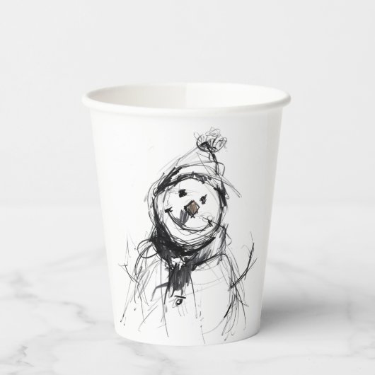 Glimlachende Happy Snowman Papieren beker (Links)