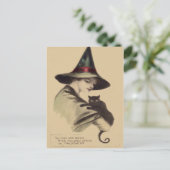 Glimlachende Happy Witch Black Cat Briefkaart (Staand voorkant)