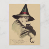 Glimlachende Happy Witch Black Cat Briefkaart (Voorkant)
