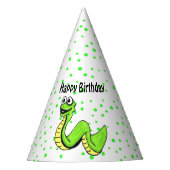 Glimlachende Heldergroene Gele Cartoon Verjaardags Feesthoedjes (Voorkant)