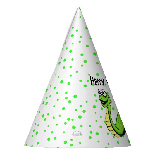 Glimlachende Heldergroene Gele Cartoon Verjaardags Feesthoedjes (Links)