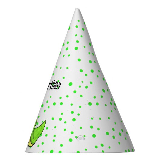 Glimlachende Heldergroene Gele Cartoon Verjaardags Feesthoedjes (Rechts)