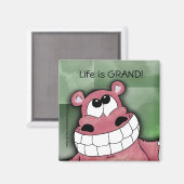 Glimlachende hippo-roze magneet (Voorkant / Achterkant)