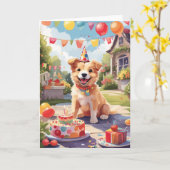 Glimlachende hond buiten vieren | KAART (Gele Bloem)