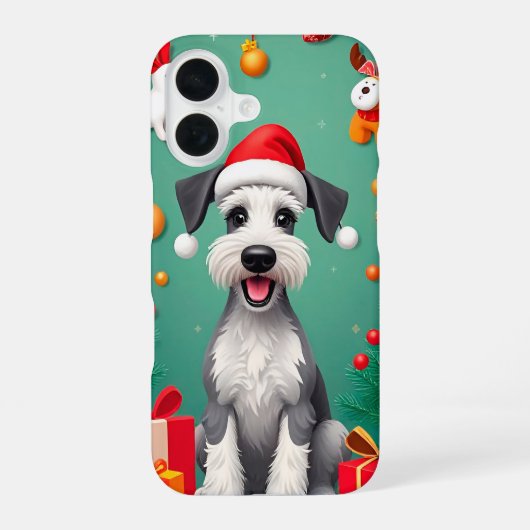 Glimlachende hond met kerstmuts iPhone 16 hoesje (Achterkant)