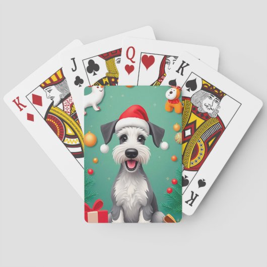 Glimlachende hond met kerstmuts pokerkaarten (Achterkant)