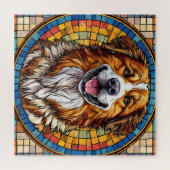 Glimlachende hond met mozaïek achtergrond legpuzzel (Horizontaal)