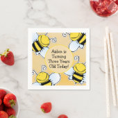 Glimlachende honingbijen aangepaste verjaardag servet (Insitu)