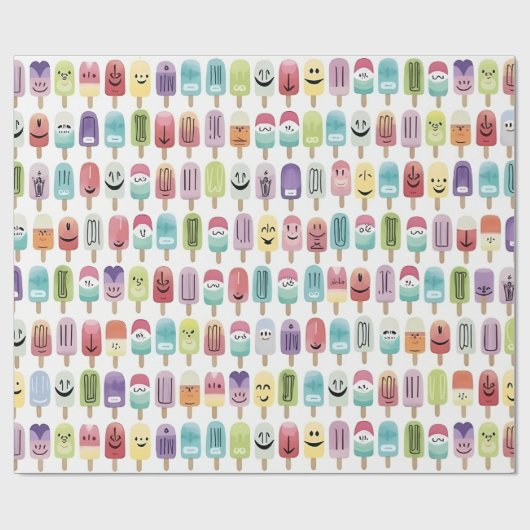 Glimlachende ijslolly cadeaupapier (Vlak)