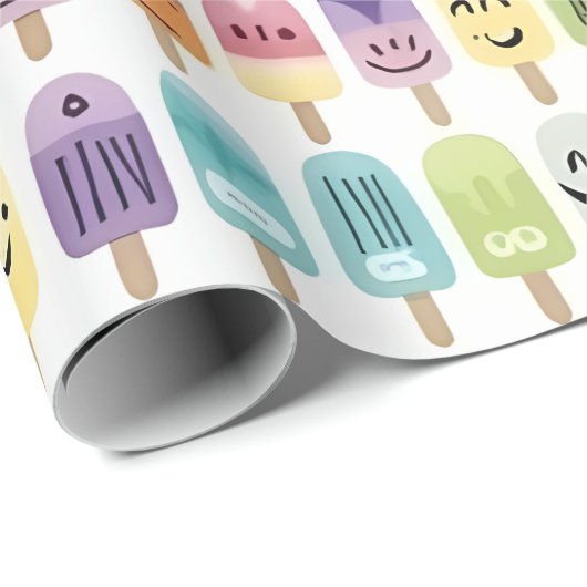 Glimlachende ijslolly cadeaupapier (Rol Hoek)
