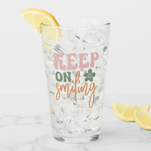 Glimlachende Inspirerend quote Glas (Voorkant ijs)