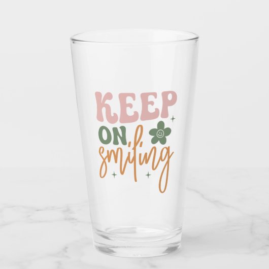 Glimlachende Inspirerend quote Glas (Voorkant)